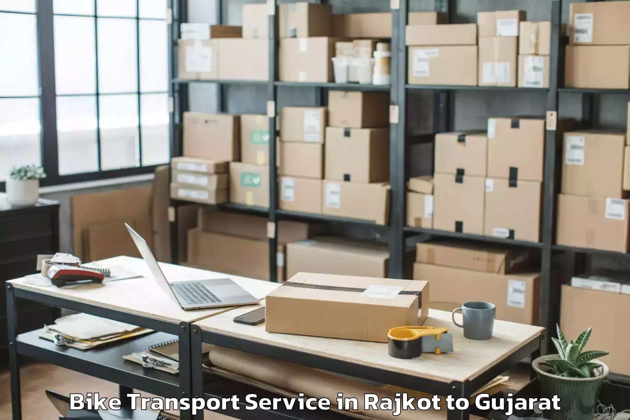 Leading Rajkot to Abhilashi University Ahmedabad Bike Transport Provider